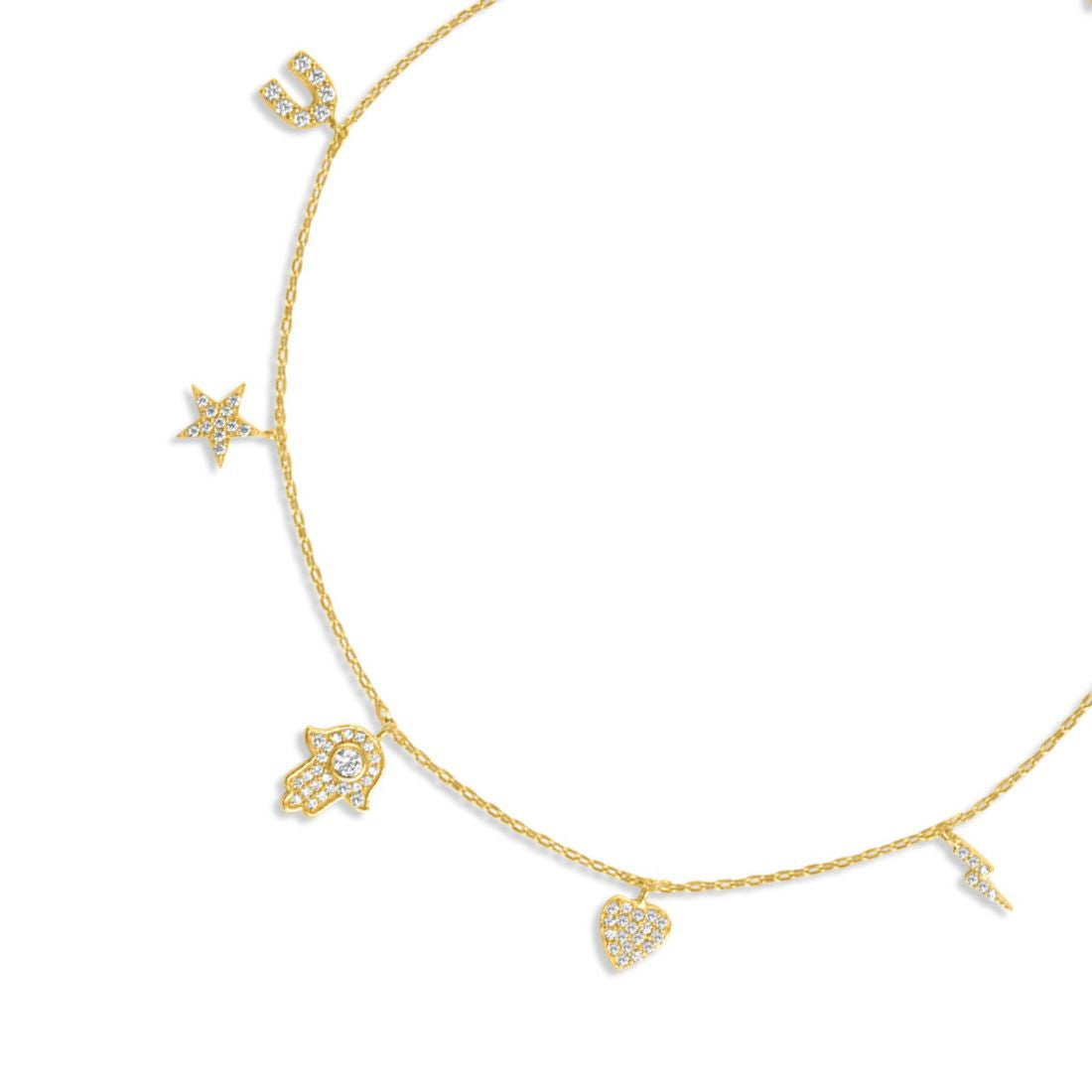Charms Gold Plated 925 Sterling Silver Bracelet