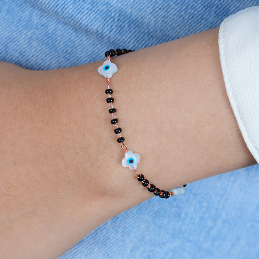 Evil Eye Rose Gold Plated 925 Sterling Silver Bracelet