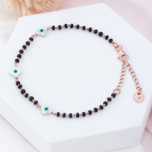 Evil Eye Rose Gold Plated 925 Sterling Silver Bracelet