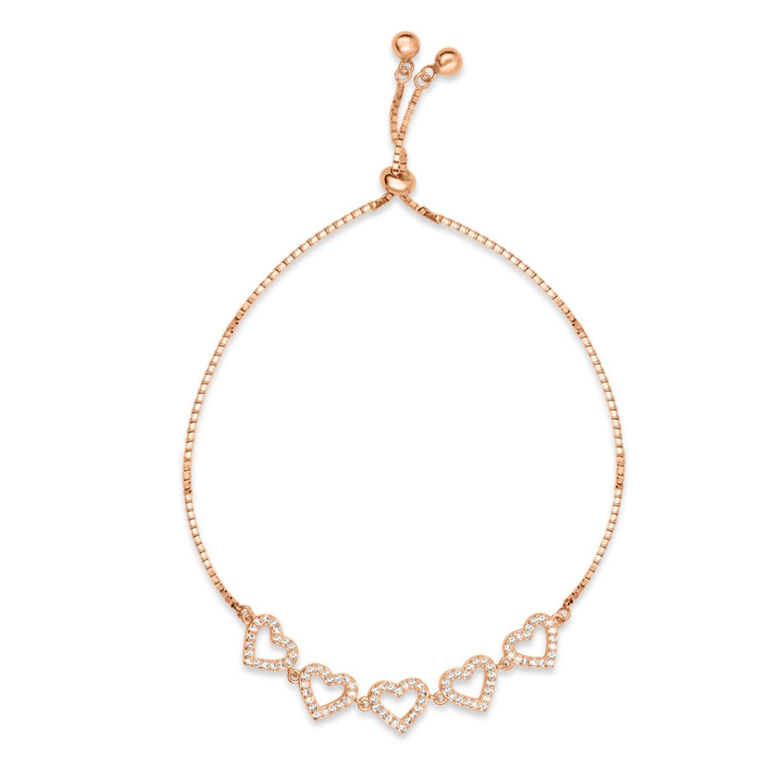 Heart Rose Gold Plated 925 Sterling Silver Bracelet