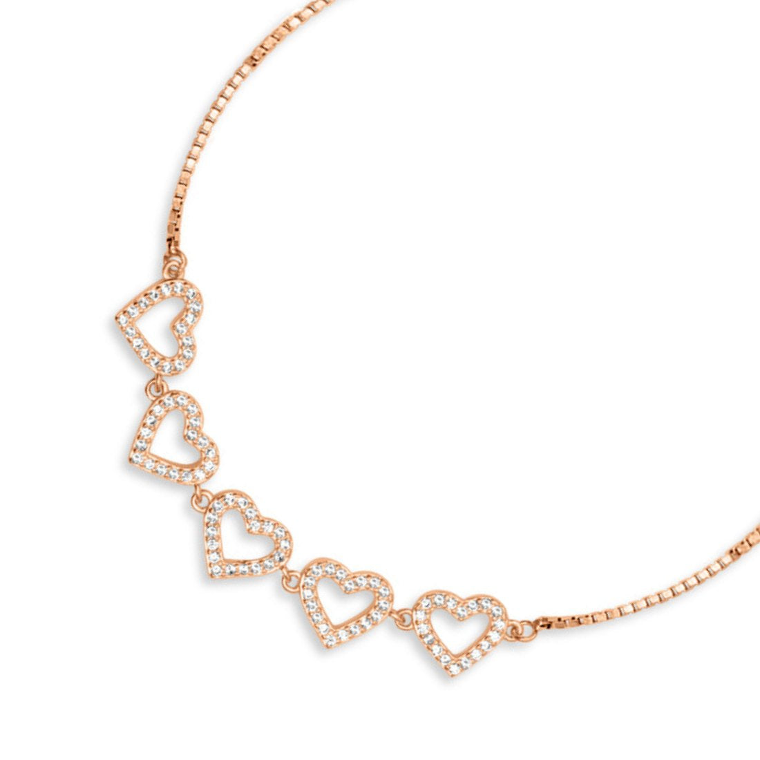 Heart Rose Gold Plated 925 Sterling Silver Bracelet
