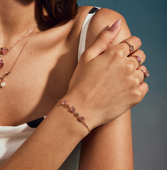 Rose Bloom Rose Gold Plated 925 Silver Bracelet