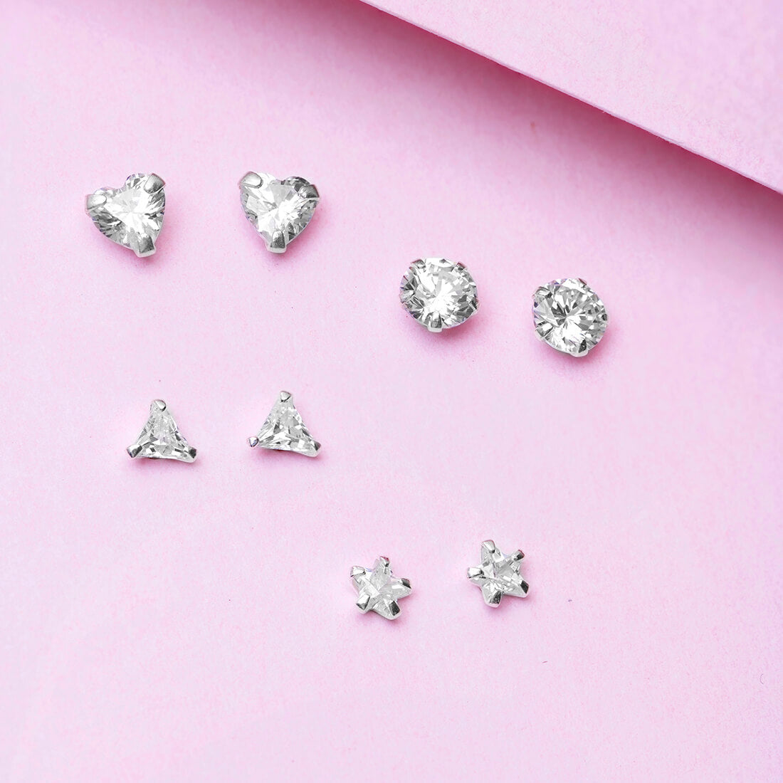 Minimal 925 Silver Earrings, Set of - Main Image