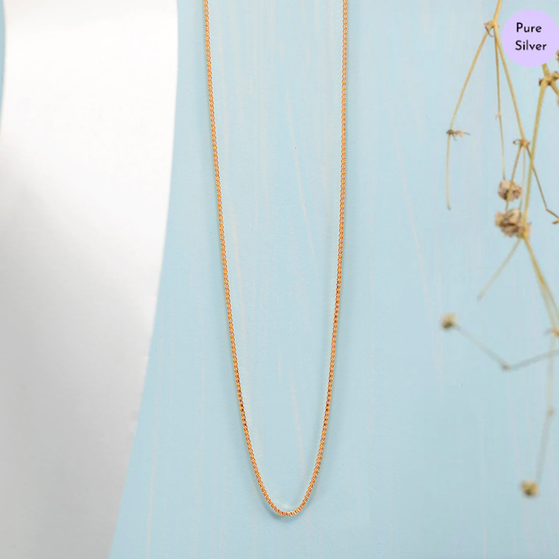 Sleek and Modern Golden Plated 925 Silver Box Chain