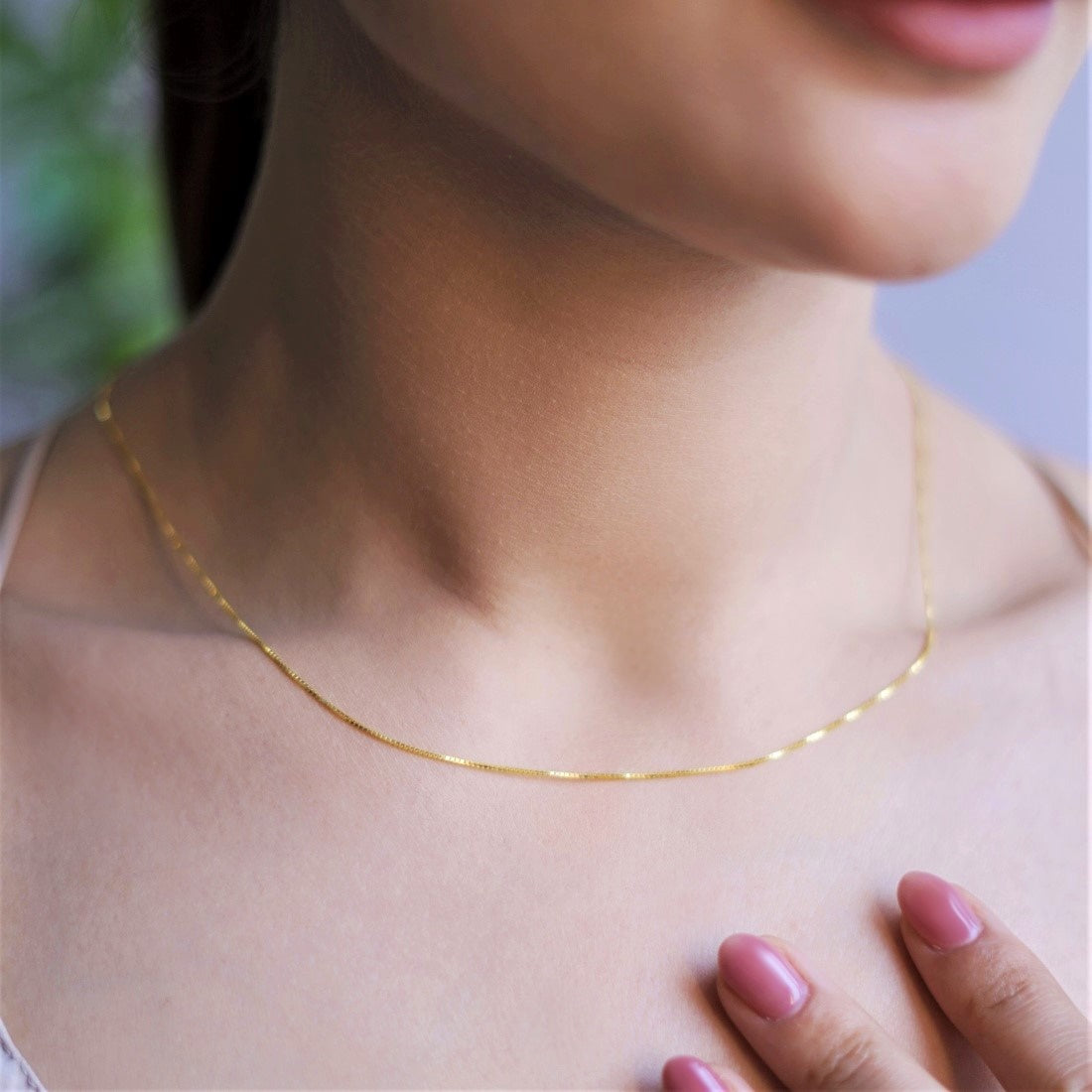 Sleek and Modern Golden Plated 925 Silver Box Chain