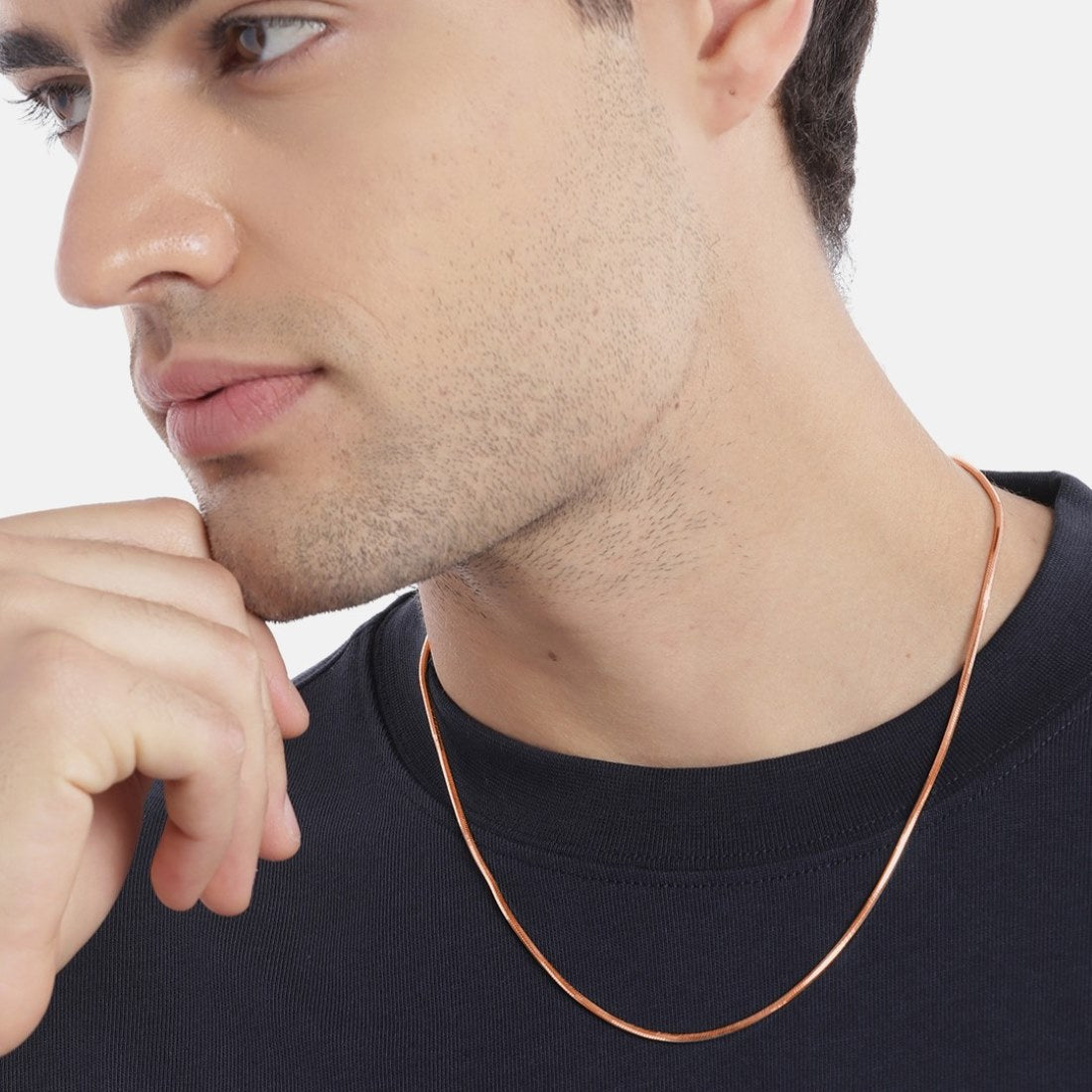 Sleek Serpent 925 Sterling Silver Men's Rose Gold Plated Chain