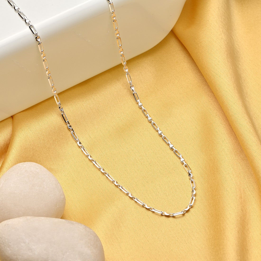 Shimmering Reflections Rhodium-Plated 925 Sterling Silver Chain for Men