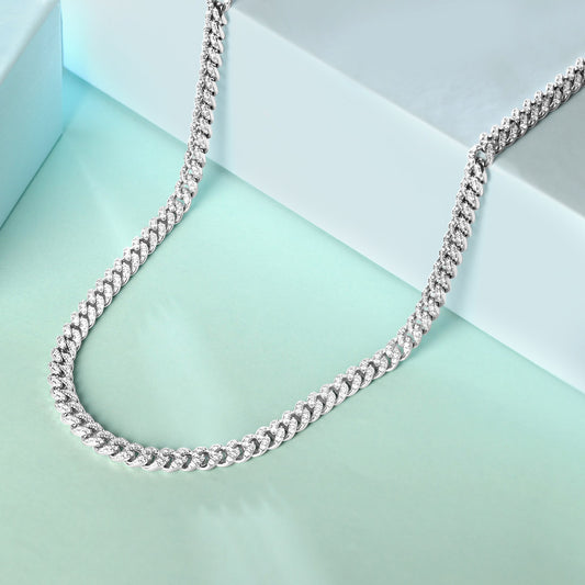 Radiant Gems CZ 925 Sterling Silver Chain for Men