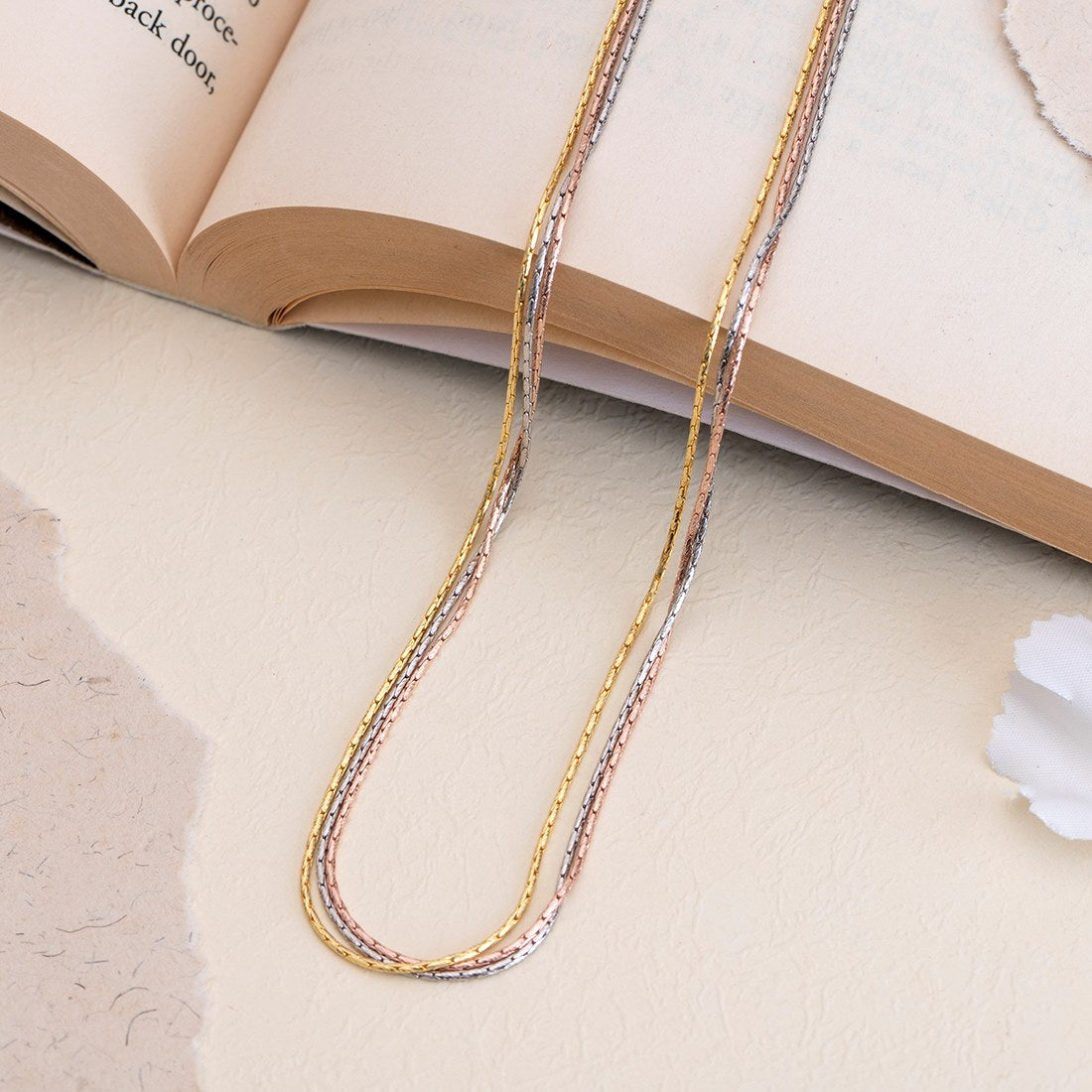 Versatile Triad Adjustable Triple Tone 925 Sterling Silver Chain