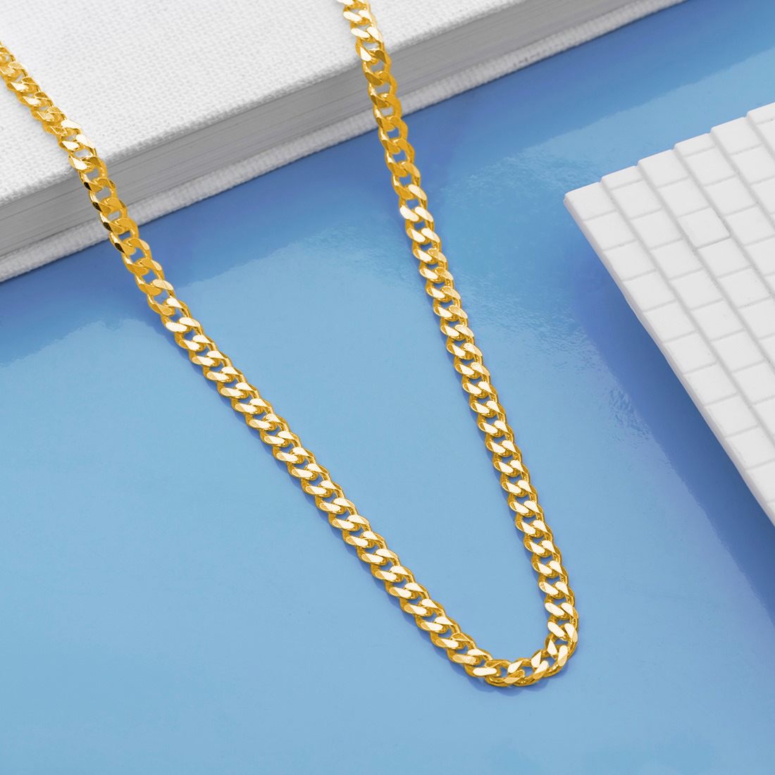 Symbol of Brotherhood Gold-Plated 925 Sterling Silver Men's Curb Chain (One Size)