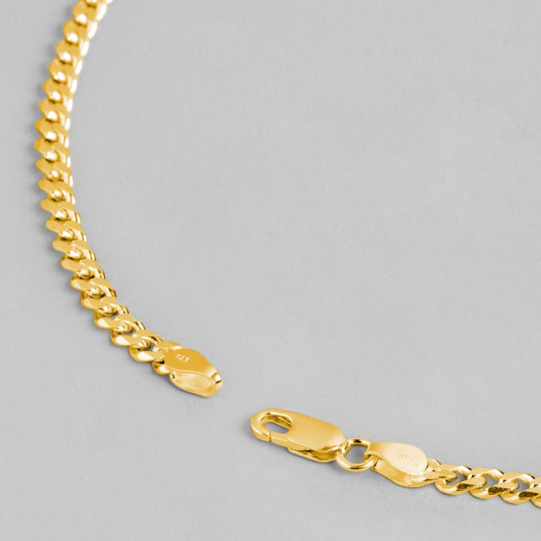 Symbol of Brotherhood Gold-Plated 925 Sterling Silver Men's Curb Chain (One Size)