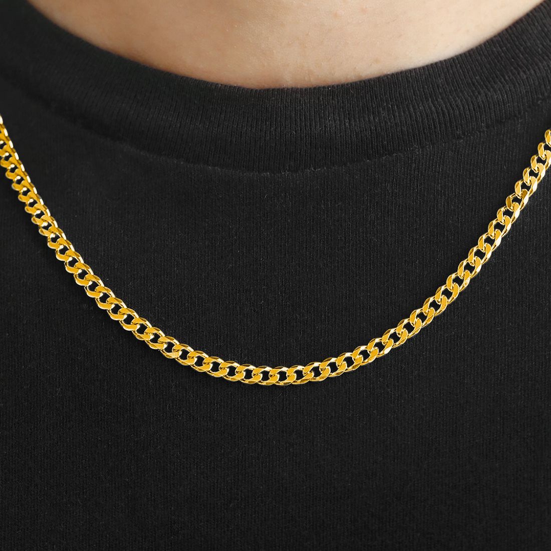 Symbol of Brotherhood Gold-Plated 925 Sterling Silver Men's Curb Chain (One Size)