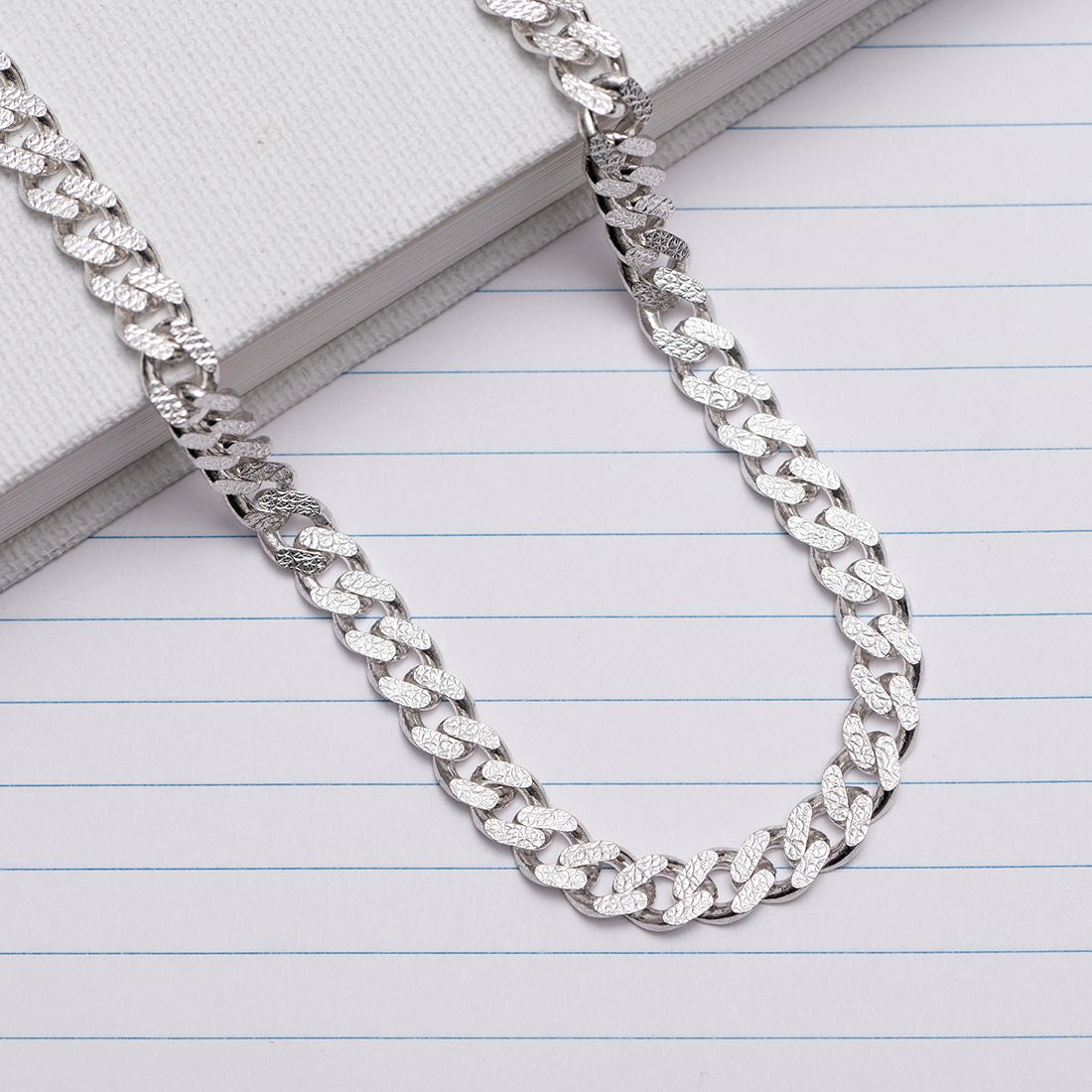 Masculine Links Rhodium Plated 925 Sterling Silver Men's Chain