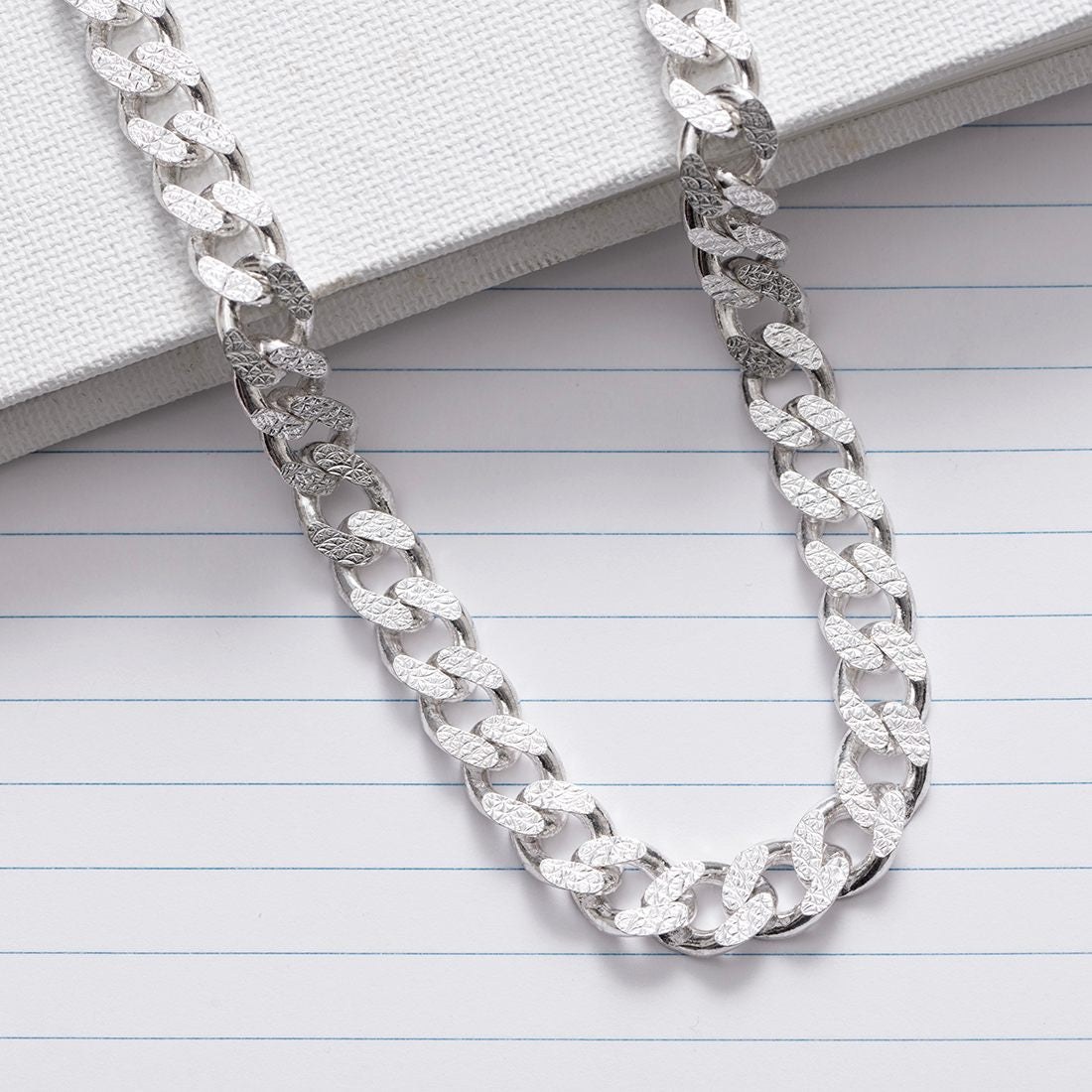 Classic Links Rhodium Plated 925 Sterling Silver Men's Chain