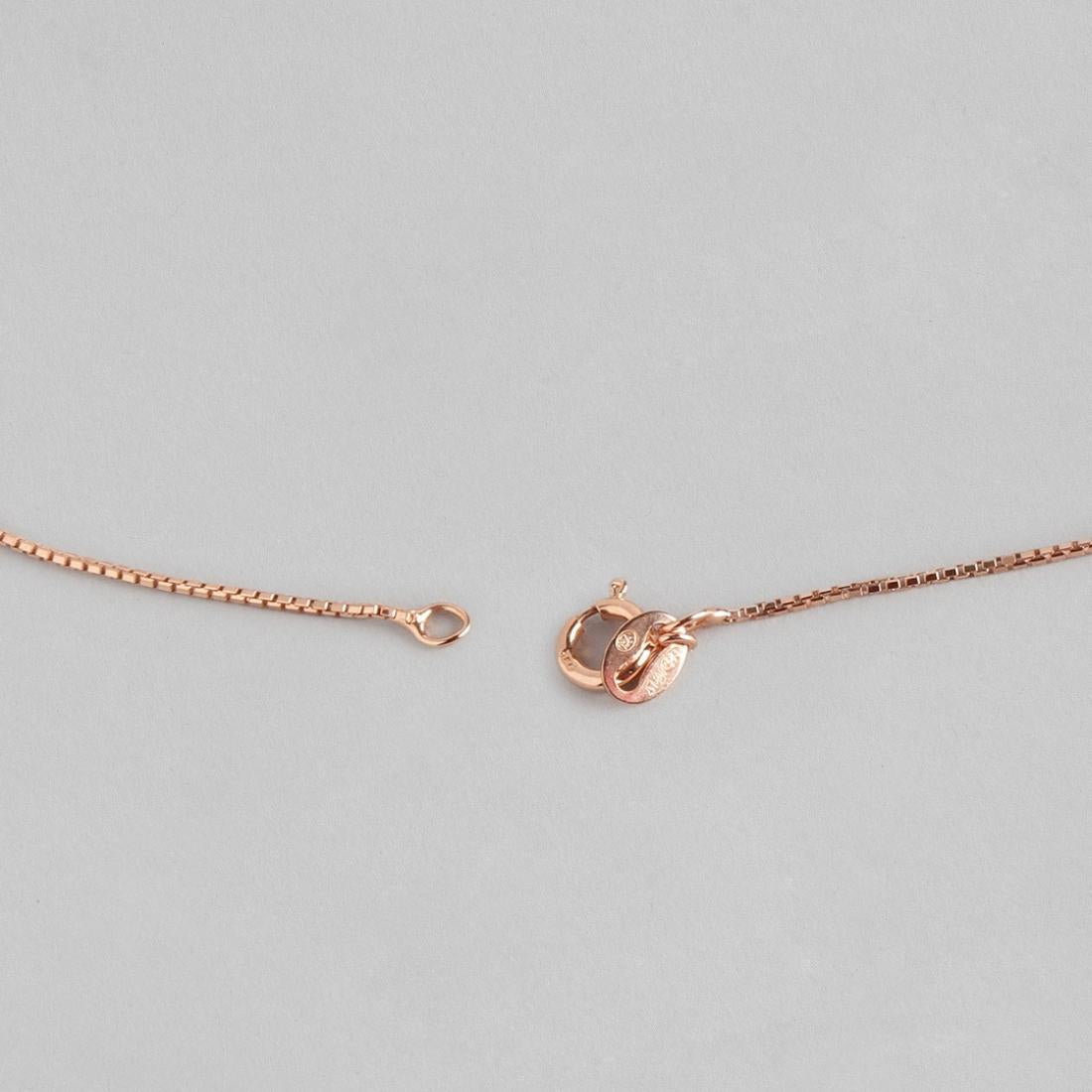 Simple 925 Silver Box Chain In Rose Gold Gift Hamper