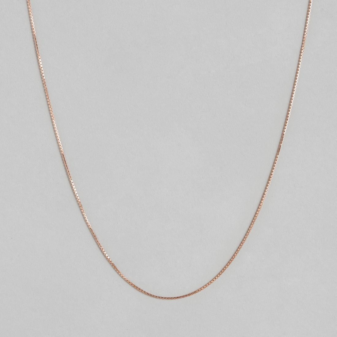 Simple 925 Silver Box Chain In Rose Gold Gift Hamper
