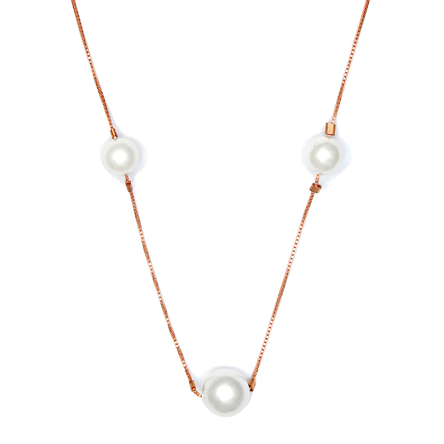 Showstopper Freshwater Pearl 925 Silver Jewellery Set with Rose Gold  Chain