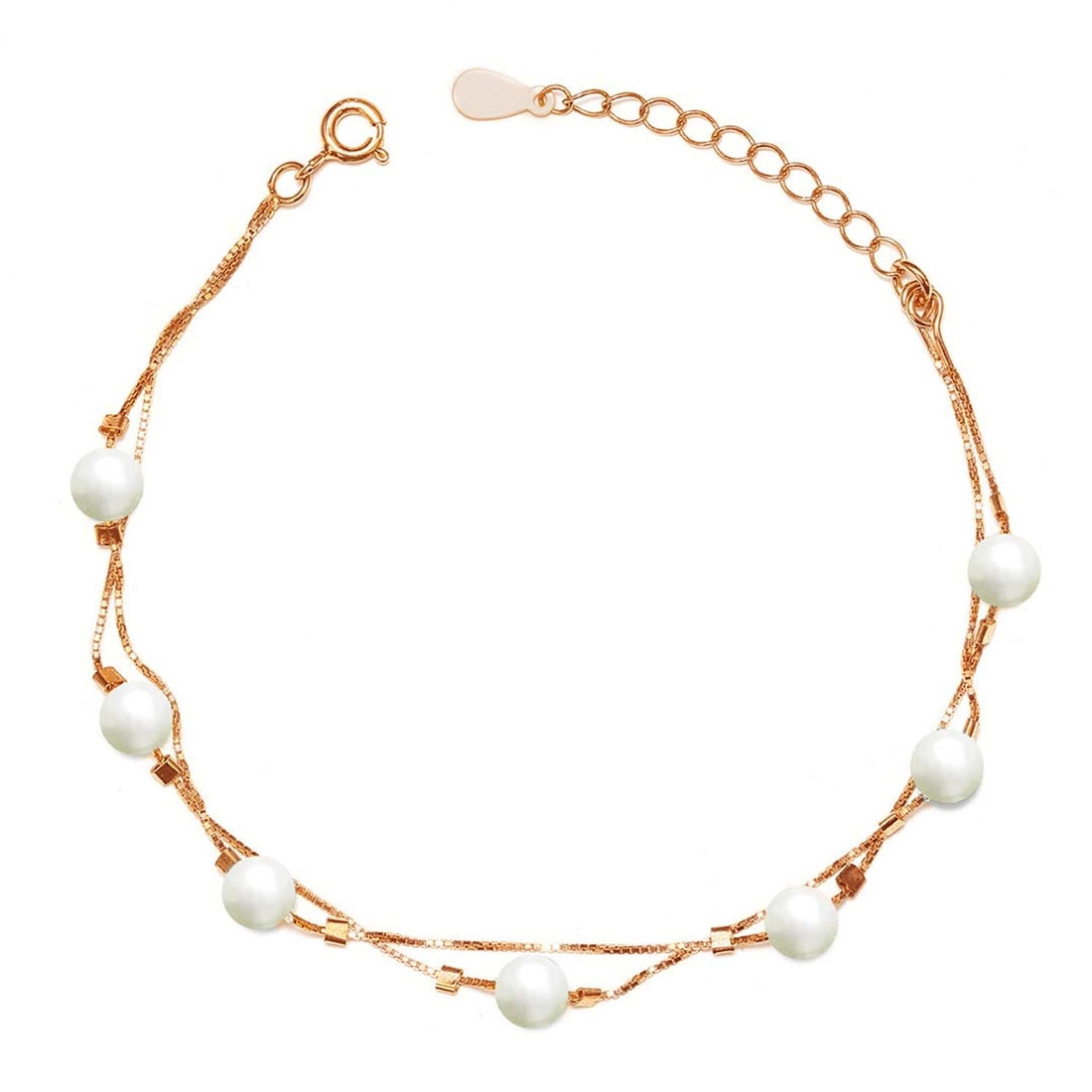 Freshwater Pearl 925 Silver Jewellery Set Trio with Rose Gold Chain