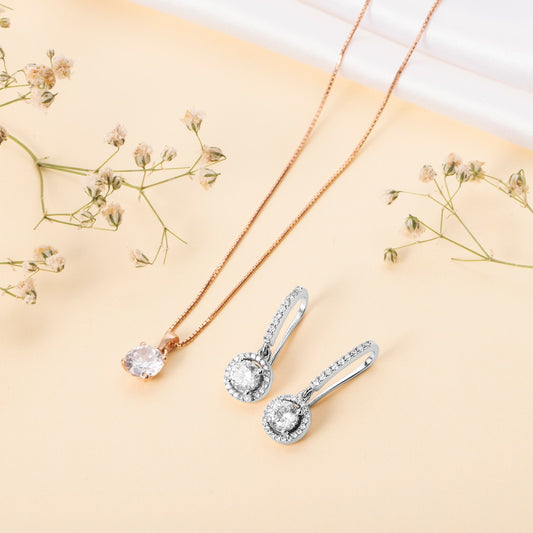 Solitaire 925 Sterling Silver Jewellery Set Combo
