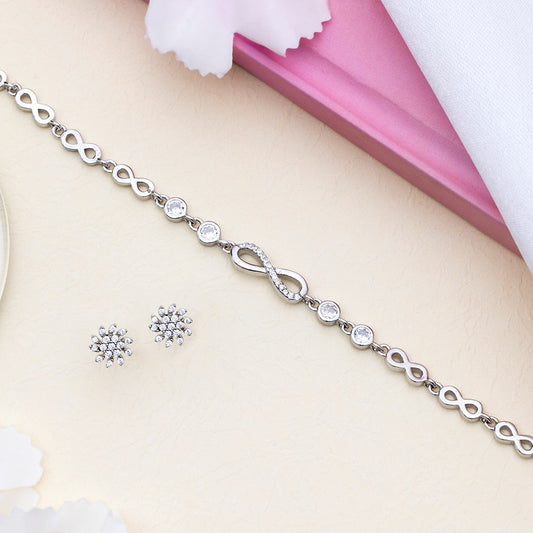 Infinity Floral Rhodium Plated 925 Sterling Silver Jewellery Combo
