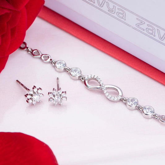 Infinite Blooms Harmony - Infinity Bracelet & Floral Earring Duo
