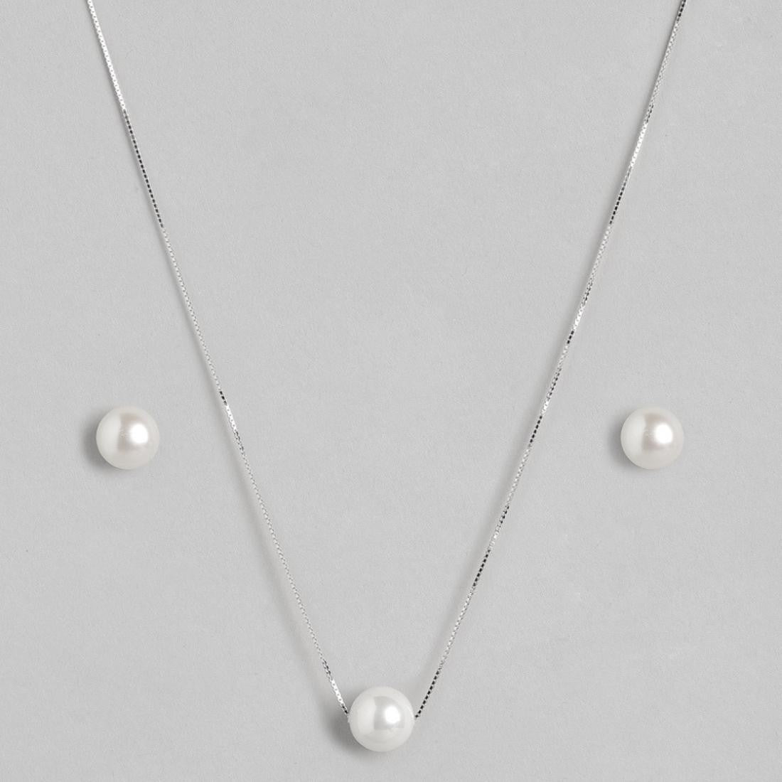 Timeless Pearl Elegance 925 Sterling Silver Set - Valentines Edition With Gift Box