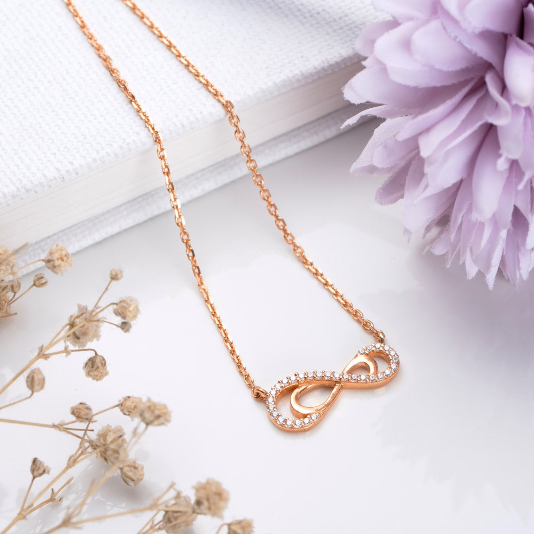 Buy Infinity Rose Gold-Plated Women's Silver Necklace – Zavya