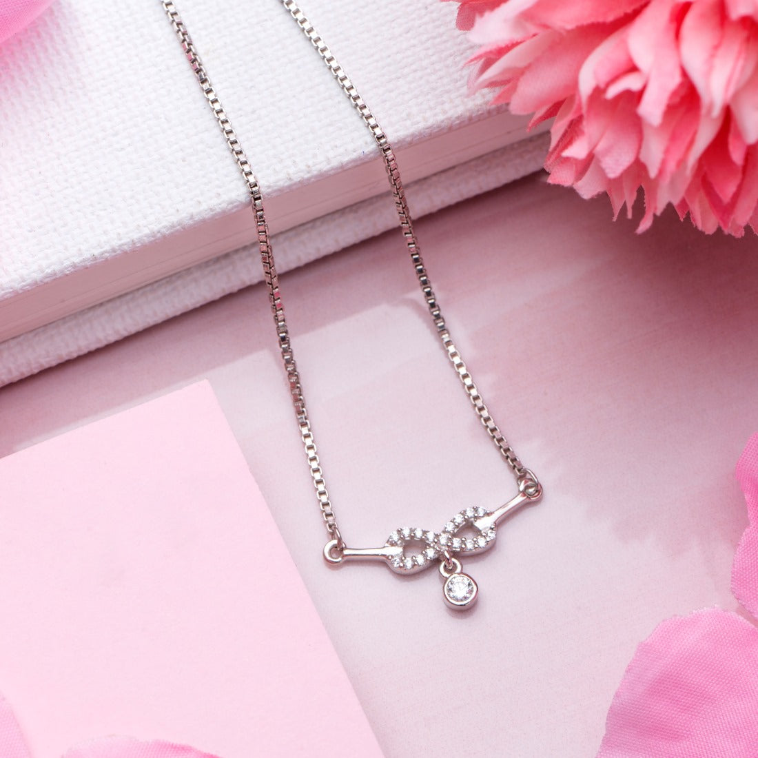 Infinite Radiance Rhodium-Enchanted 925 Sterling Silver Necklace