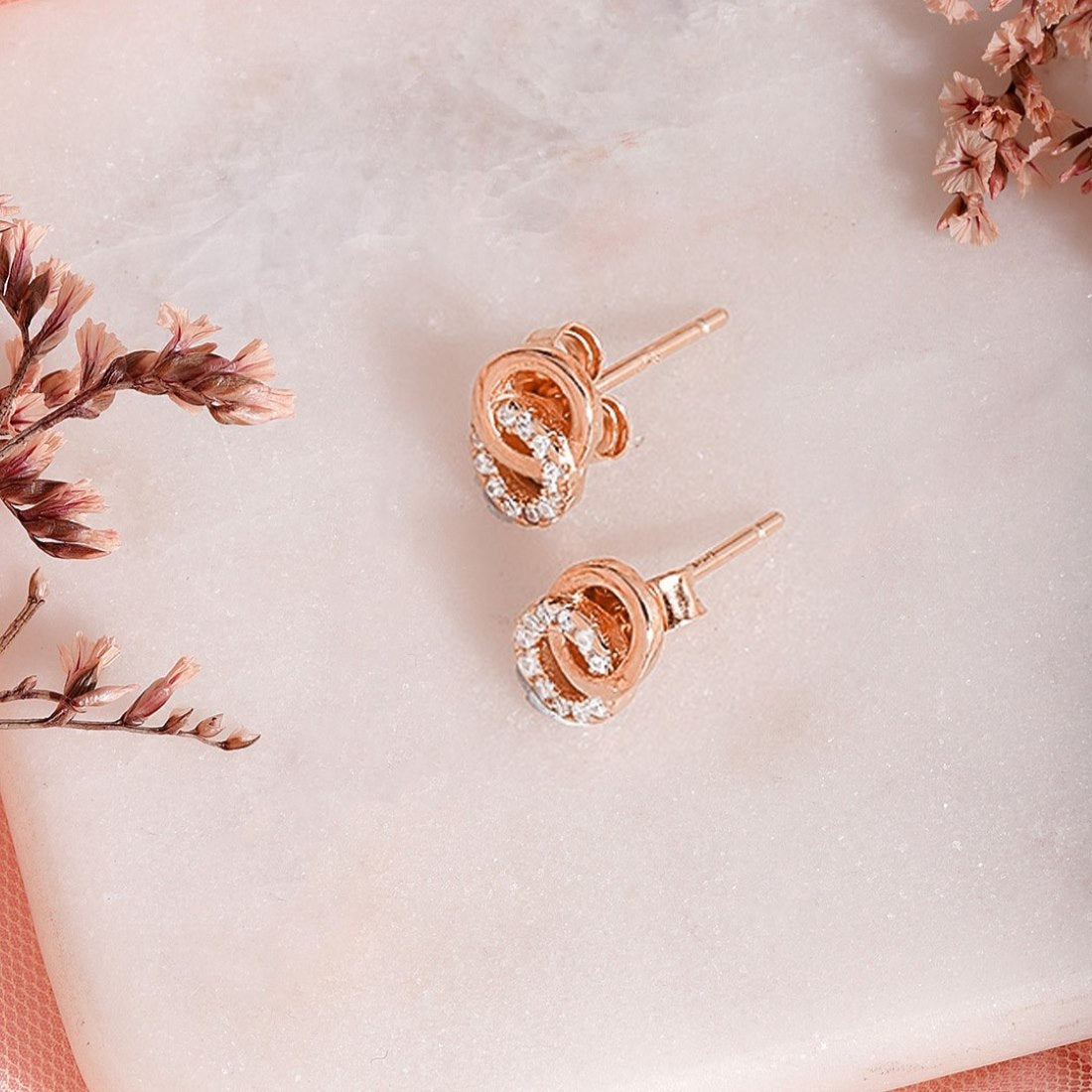 Sterling Silver Infinity Heart Stud Earrings By Ellie Ellie