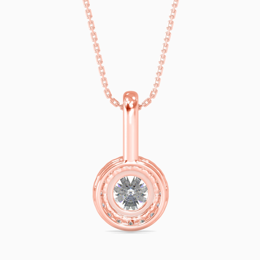 0.5 CT Solitaire Halo Gold Pendant with Lab-Grown Diamonds without Chain