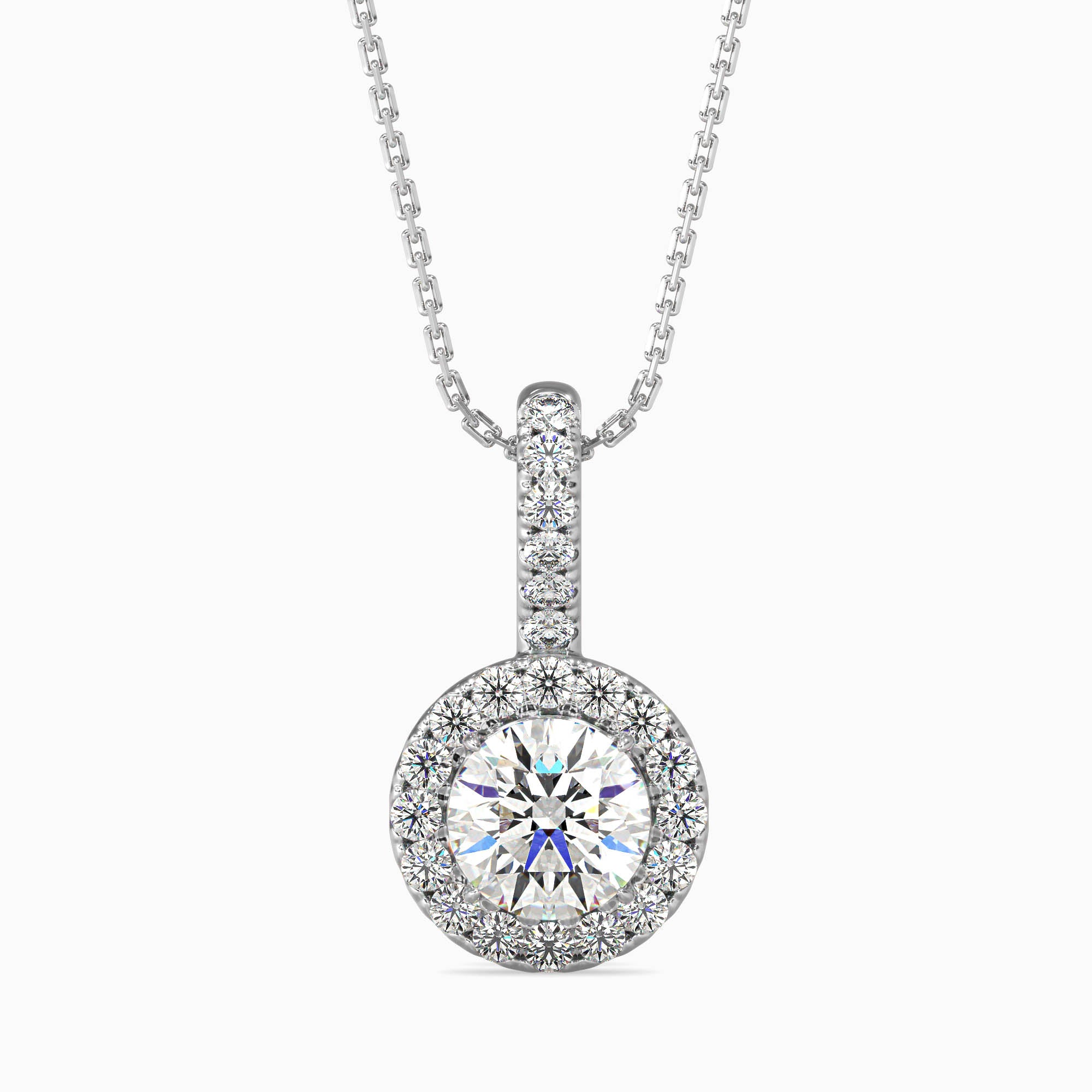 0.5 CT Solitaire Halo Gold Pendant with Lab-Grown Diamonds without Chain