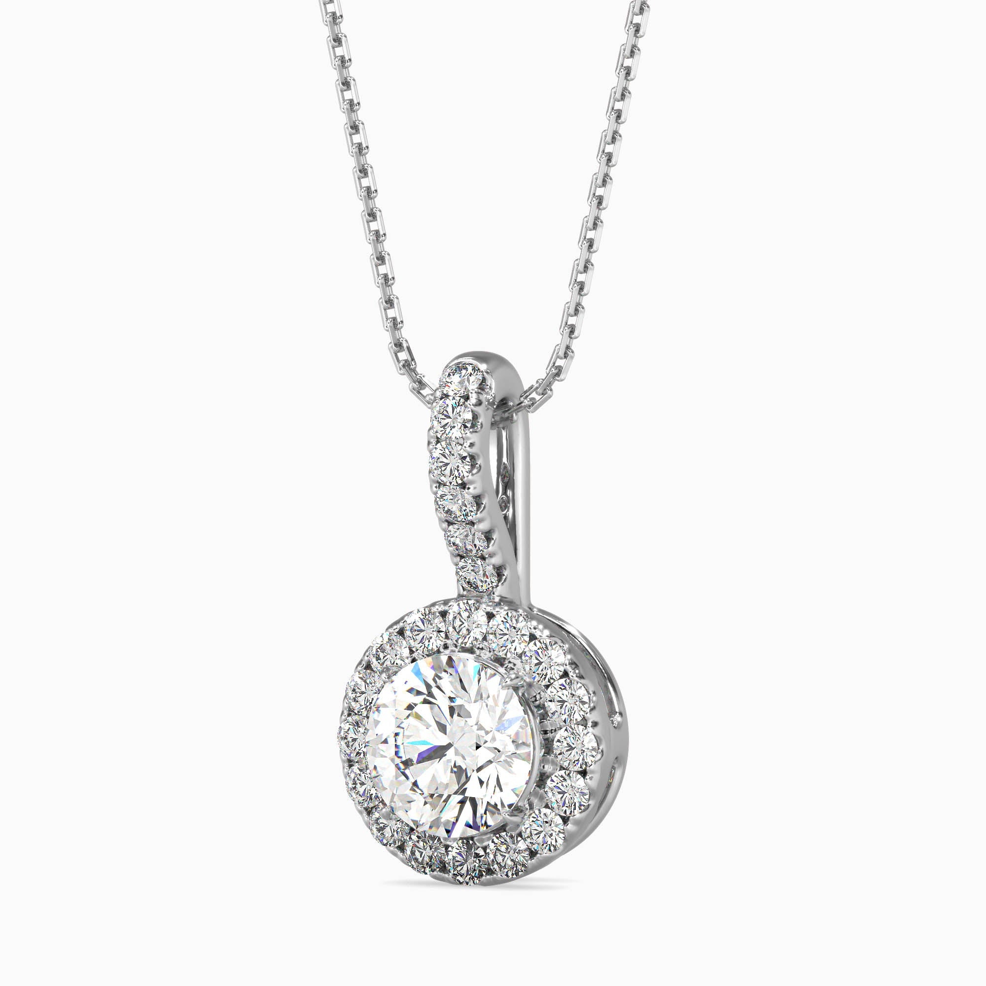 0.5 CT Solitaire Halo Gold Pendant with Lab-Grown Diamonds without Chain