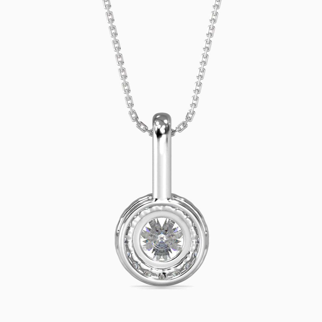 0.5 CT Solitaire Halo Gold Pendant with Lab-Grown Diamonds without Chain
