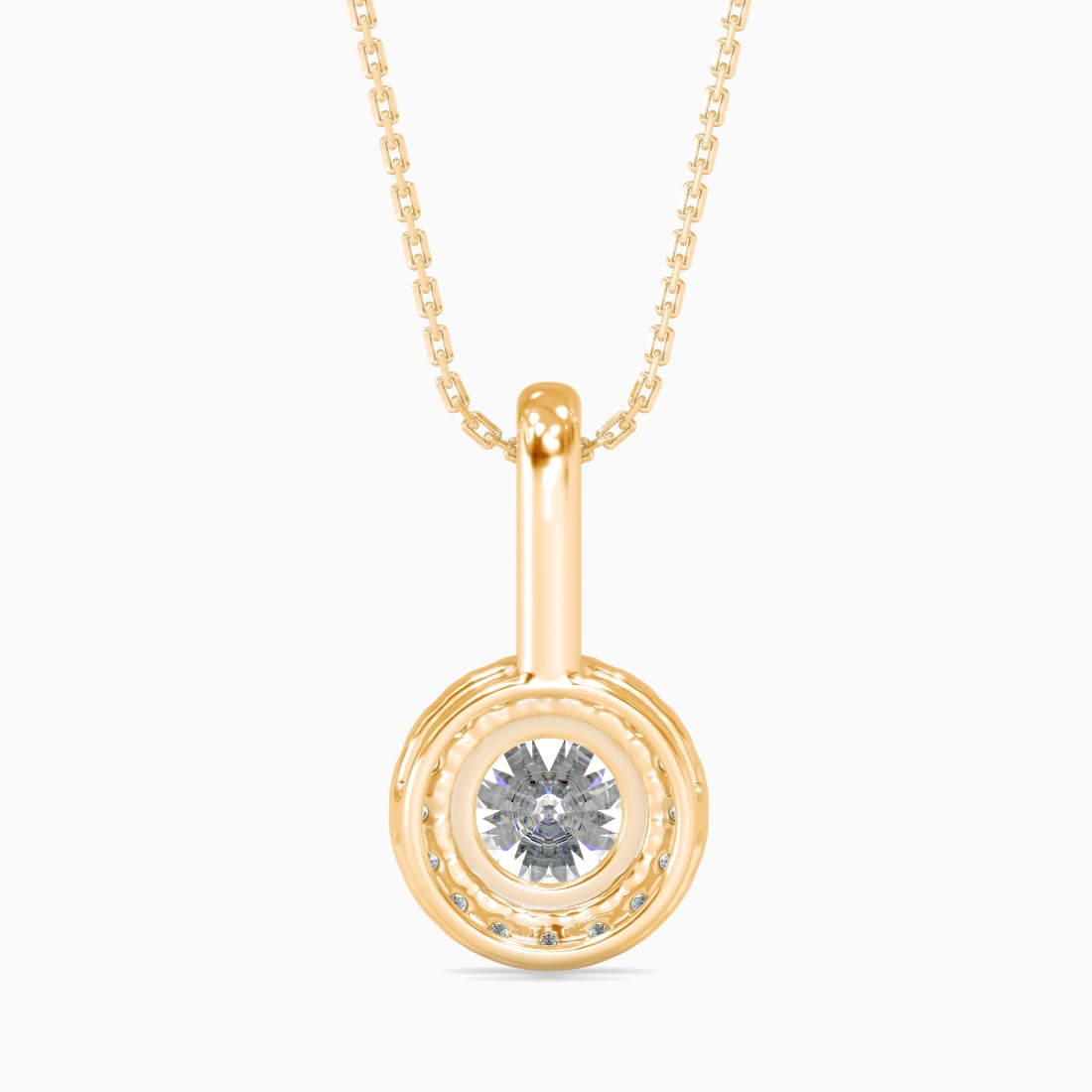 0.5 CT Solitaire Halo Gold Pendant with Lab-Grown Diamonds without Chain