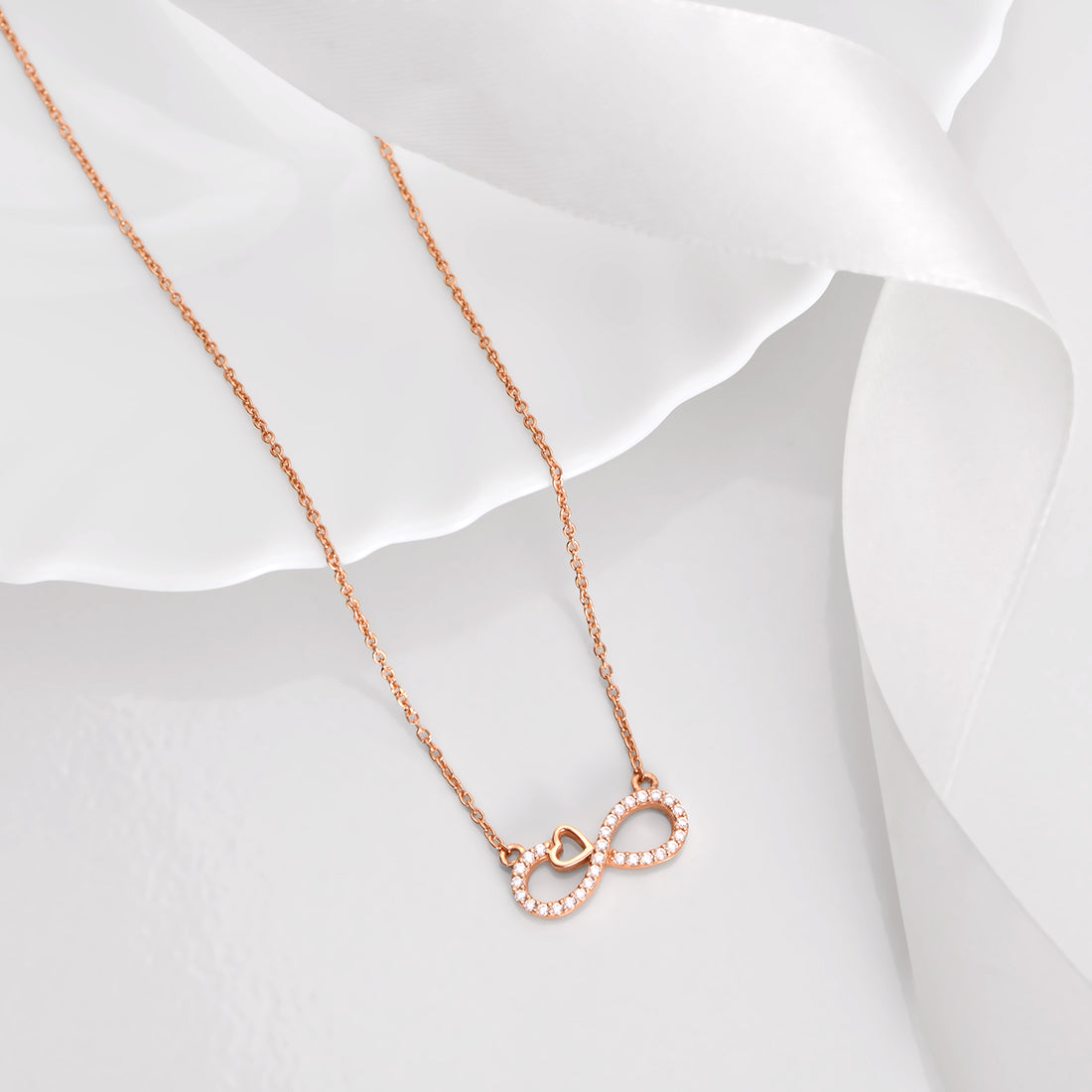 Infinity Rose Gold Plated 925 Sterling Silver Necklace – Zavya