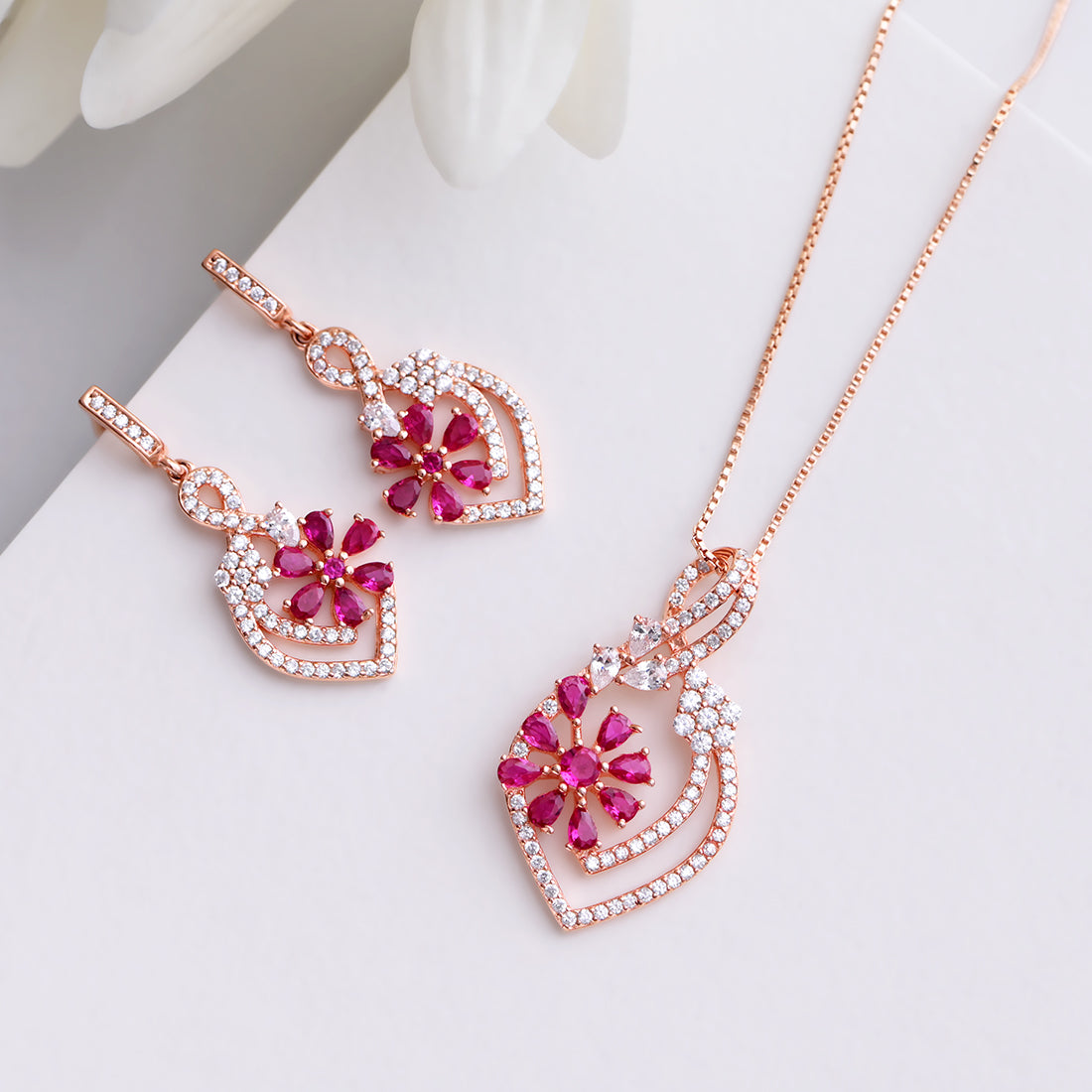 Celestial Harmony Rose Gold Plated 925 Sterling Silver Jewellery Set