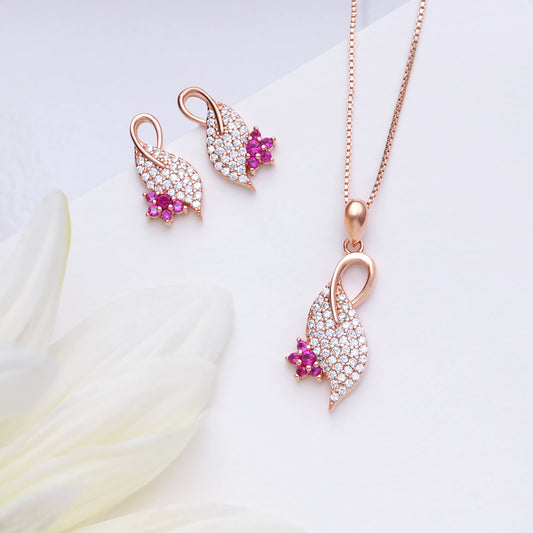 Peacock Rose Gold Plated 925 Sterling Silver Jewellery Set