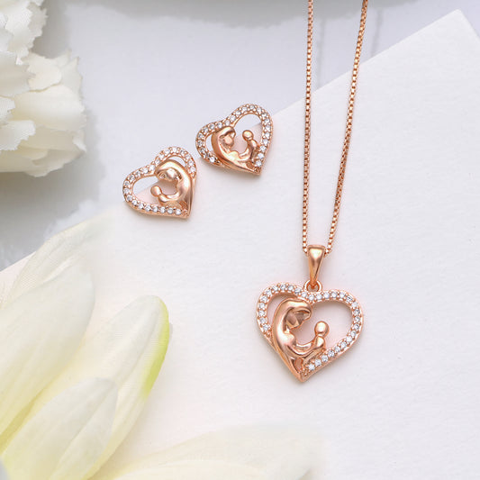 Loving Bond Rose Gold Plated 925 Sterling Silver Jewellery Set