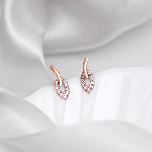 Leaf Rose Gold Plated 925 Sterling Silver Earrings
