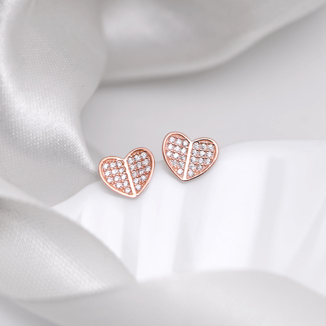 Heart Rose Gold Plated 925 Sterling Silver Earrings