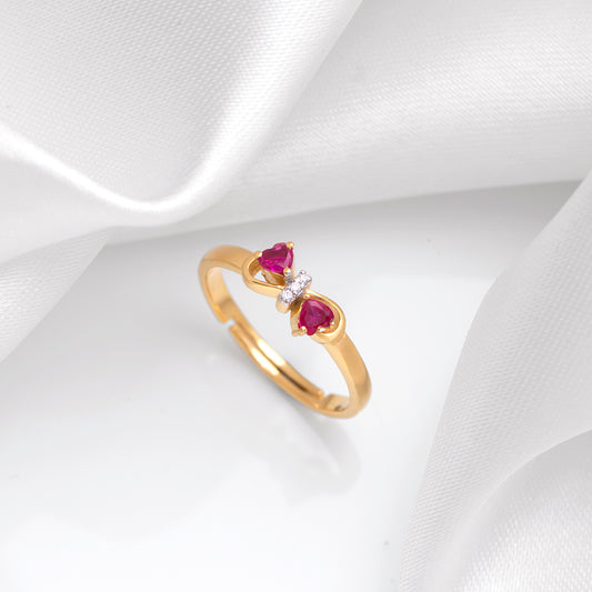 Infinity Heart CZ Gold Plated 925 Sterling Silver Ring