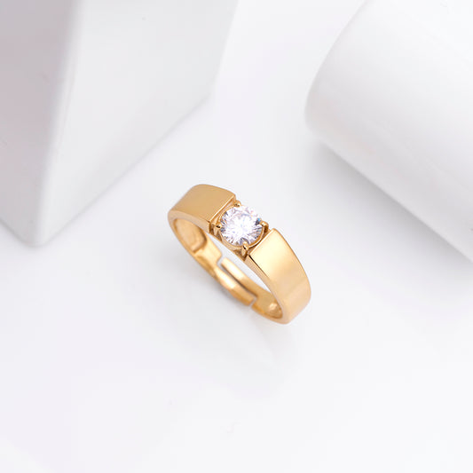Solitaire Gold Plated 925 Sterling Silver Men's Ring