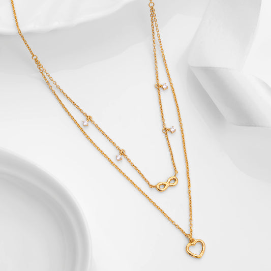 Tiered Heart Gold Plated 925 Sterling Silver Necklace