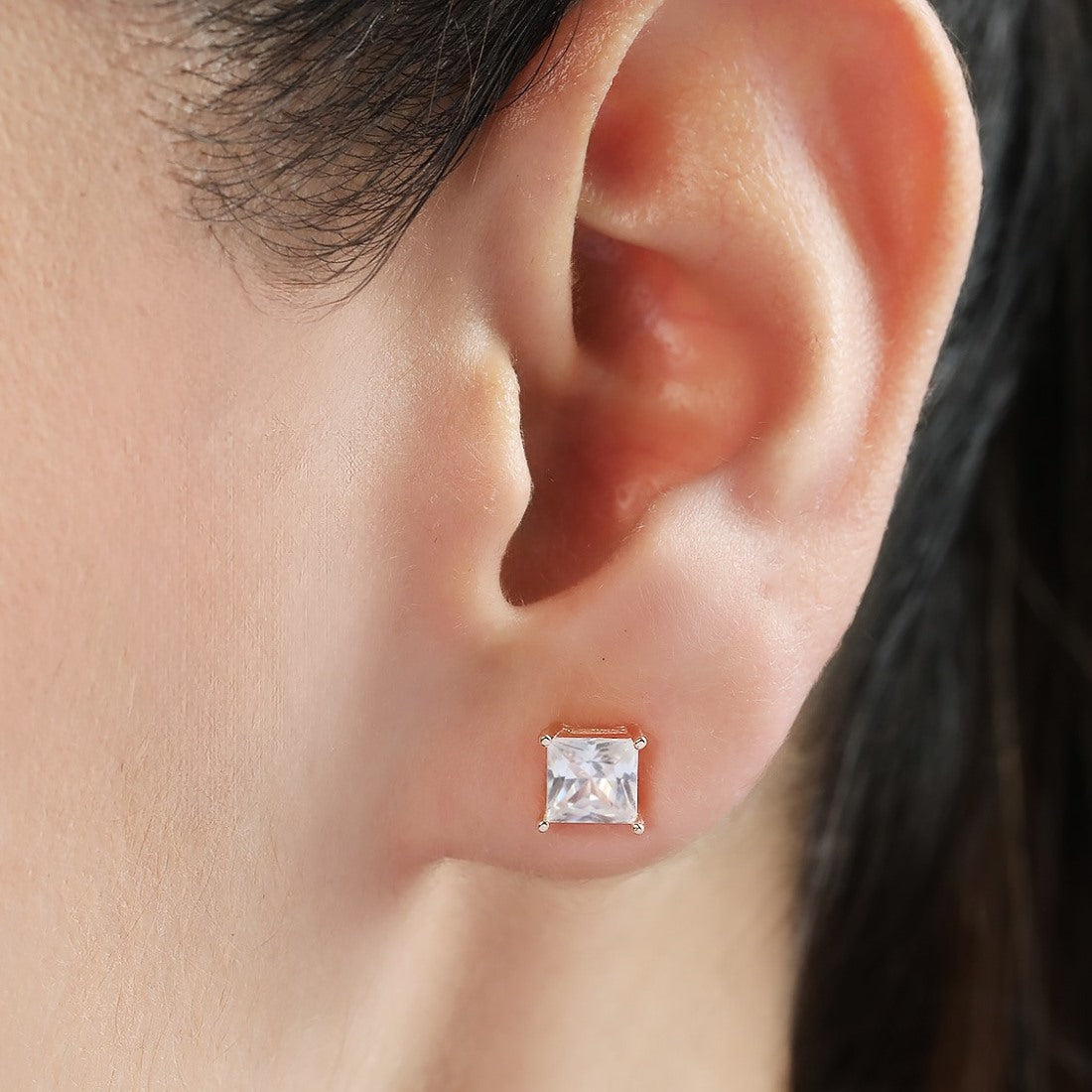 Golden Symmetry Rose Gold-Plated 925 Sterling Silver Square Earrings