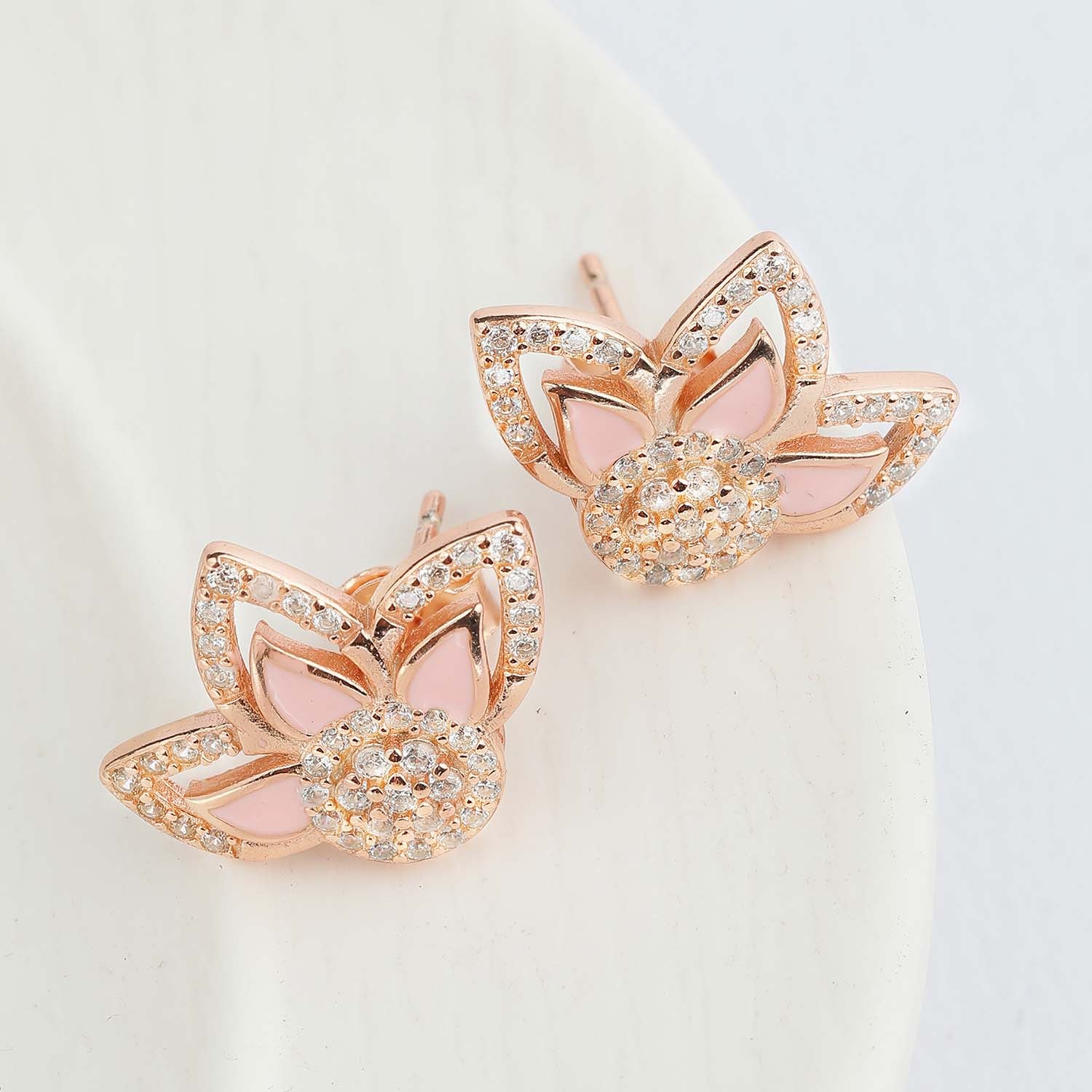 Petals in Pink 925 Silver Stud Earrings