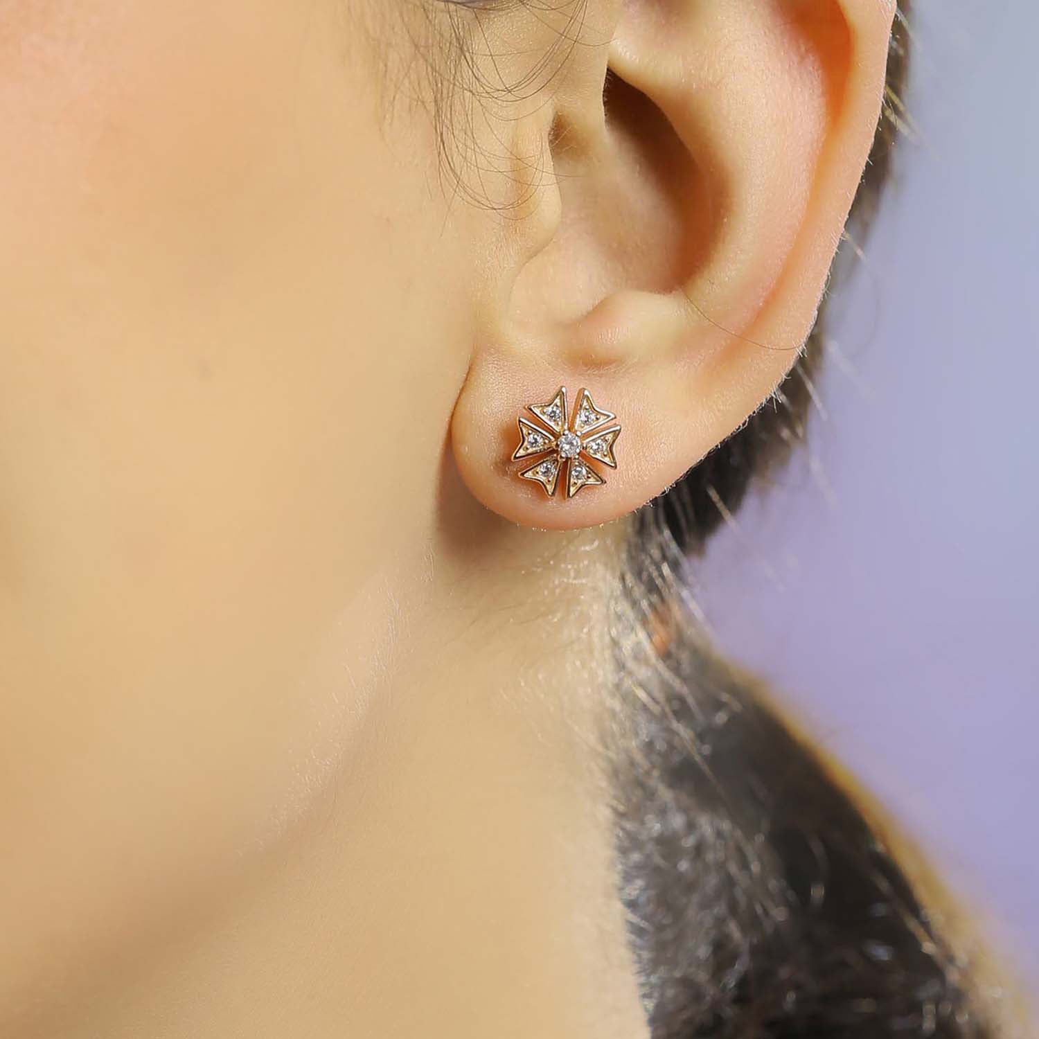 Geometric Goodness Rose Gold 925 Silver Stud Earrings
