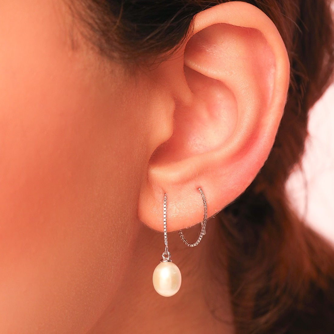 Pearl Sui Dhaga 925 Silver Rhodium-plated Earrings