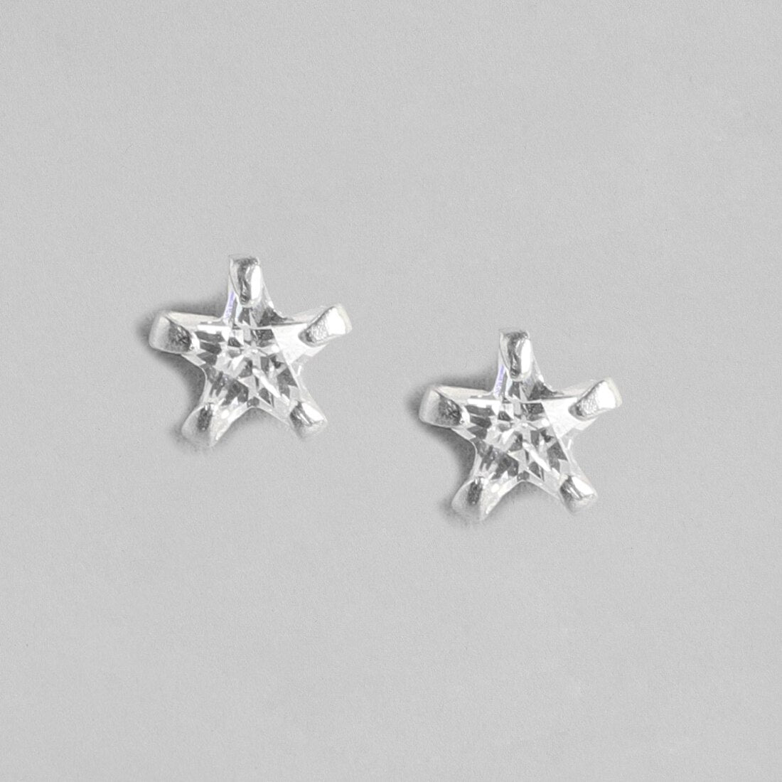 Sterling Star Zircon 925 Stud Silver Earrings