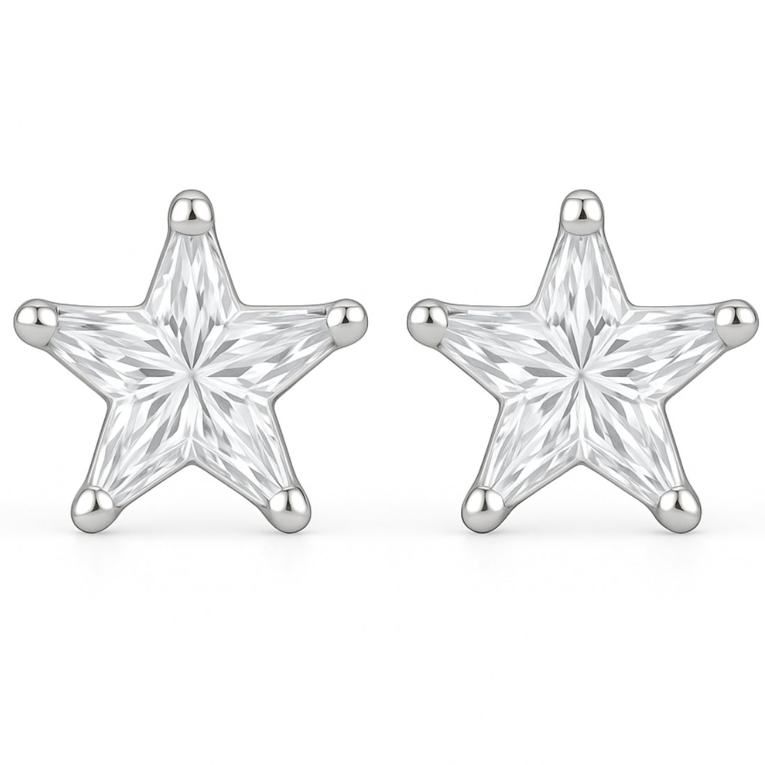 Sterling Star Zircon 925 Stud Silver Earrings