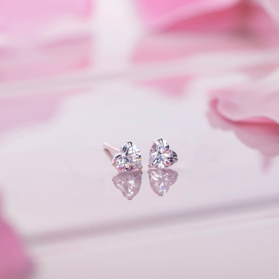 Tiny Heart Solitaire 925 Silver Earrings